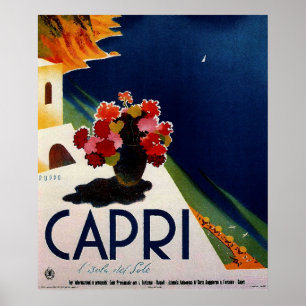 Poster de viagens do francês de Capri do vintage