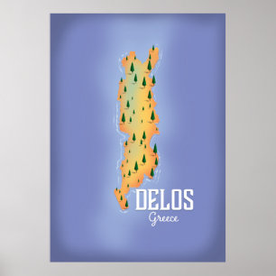 poster de viagens do Mapa de Grécias Delos