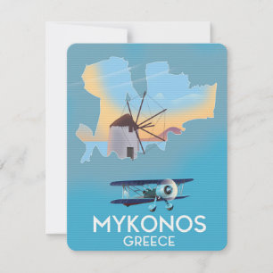 Poster de viagens do Mapa de Grécias do Mykonos