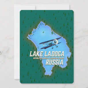 Poster de viagens do mapa do russo do Lago Ladoga