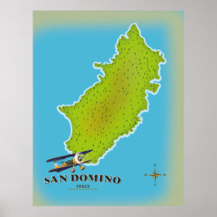 Poster de viagens do mapa Elba Itália