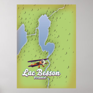 Poster de viagens do mapa Lac Besson France
