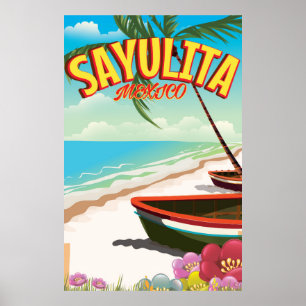 Poster de viagens do mexicano de Sayulita