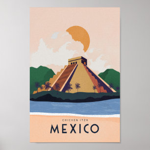 Poster de viagens do México Chichen itza