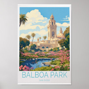Poster de viagens do Parque Balboa - San Diego Cal