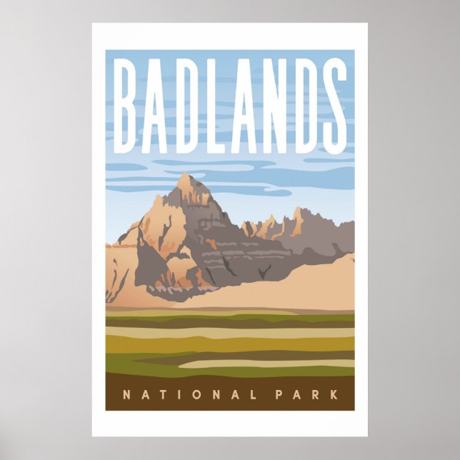 Poster de viagens do Parque Nacional Badlands (Frente)