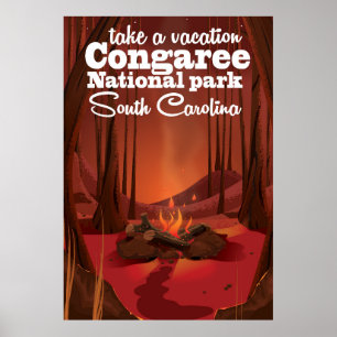 Poster de viagens do parque nacional de Congaree