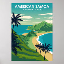 Poster de viagens do Parque Nacional Samoa America