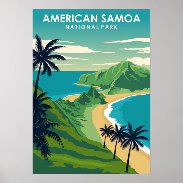 Poster de viagens do Parque Nacional Samoa America (Frente)