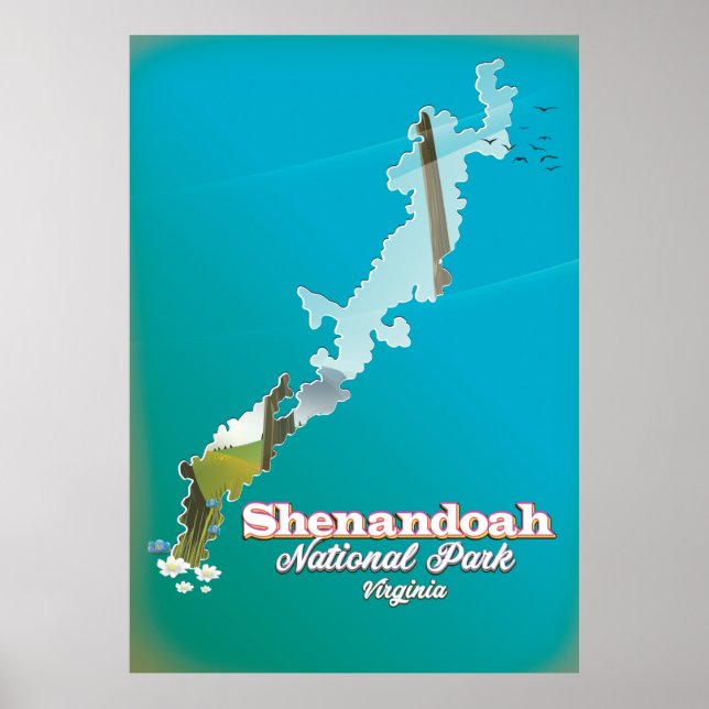 Poster de viagens do Parque Nacional Shenandoah. (Frente)