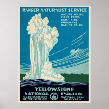 Poster de viagens do Parque Vintage Yellowstone