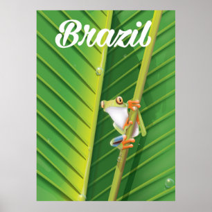 Poster de viagens do sapo de árvore da floresta