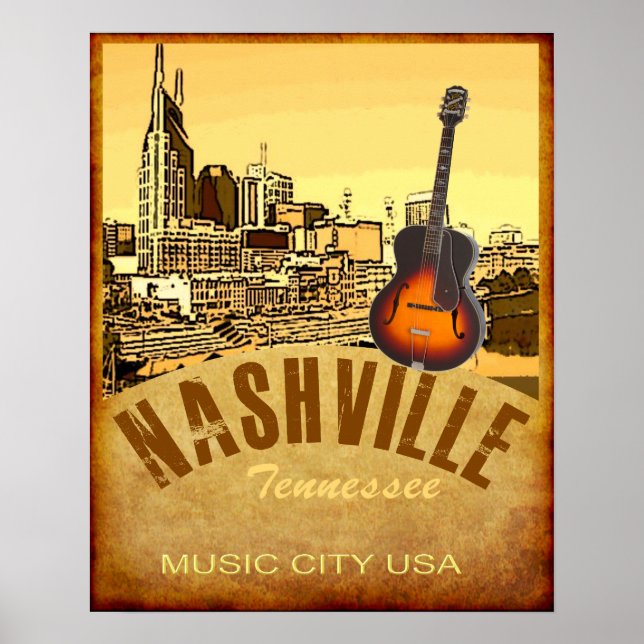 Poster de viagens do Tennessee Nashville (Frente)