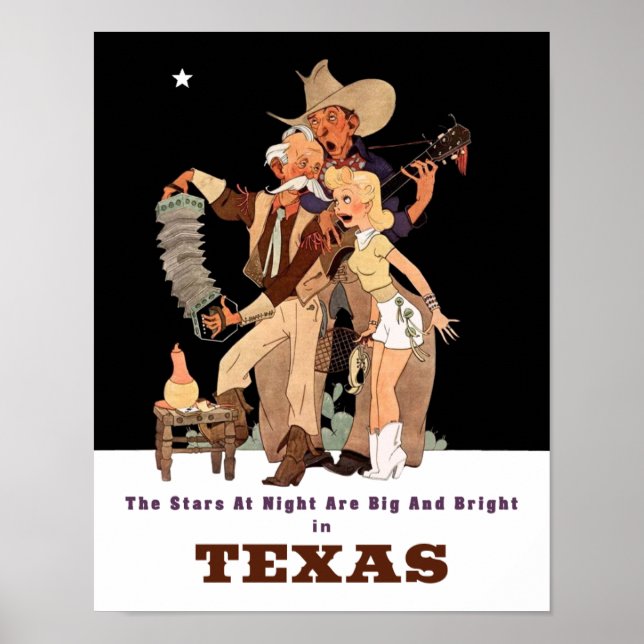 Poster de viagens do Texas (Frente)