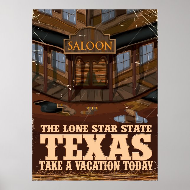 Poster de viagens do Texas 'The Lone star State' (Frente)