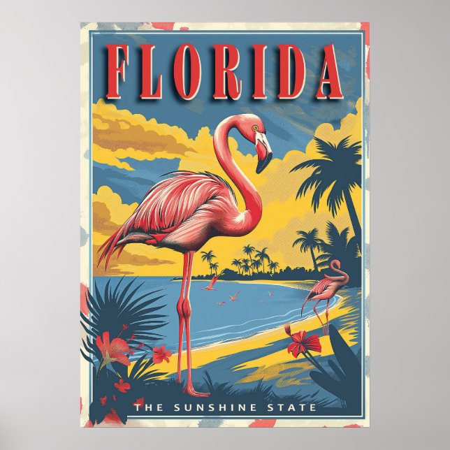 Poster de viagens do Vintage Florida Paradise (Frente)