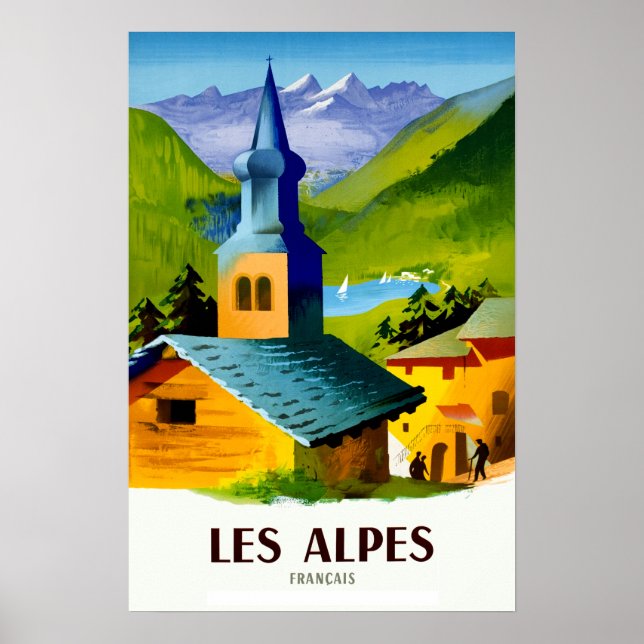 Poster de viagens dos Alpes Franceses (Frente)