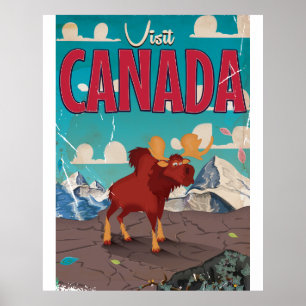 Poster de viagens dos desenhos animados de Canadá