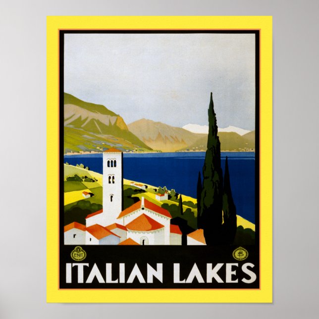 poster de viagens dos Lagos italianos de 1930 (Frente)