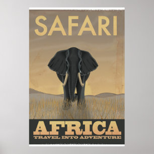 Poster de viagens Elefante Safari África