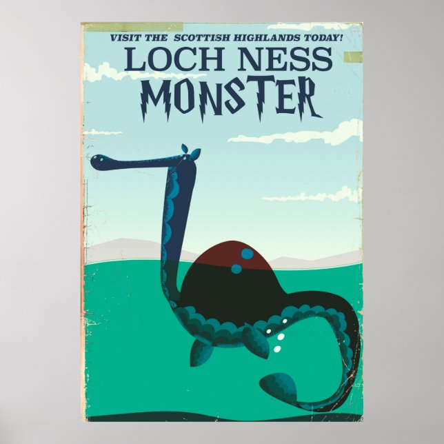 Poster de viagens engraçado Loch Ness Monster (Frente)