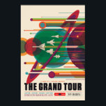 Poster de viagens Espacial Vintage Grand Tour<br><div class="desc">Uma vez na vida, a experiência da gravidade ajuda. A missão Voyager da NASA aproveitou-se de um alinhamento de uma vez a cada 175 anos dos planetas externos para uma grande turnê pelo sistema solar. A espaçonave dupla revelou detalhes sobre Júpiter, Saturno, Urano e Netuno - usando a gravidade de...</div>