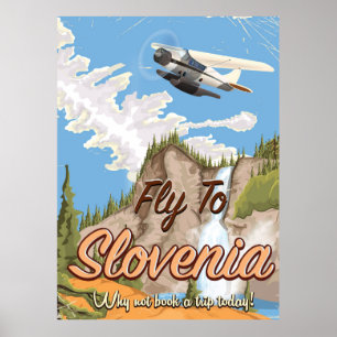 poster de viagens estilo Vintage da Eslovênia