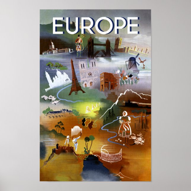 Poster de viagens Europa (Frente)