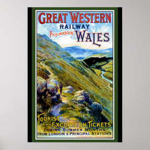 Poster de viagens excelente Western Rail Wales