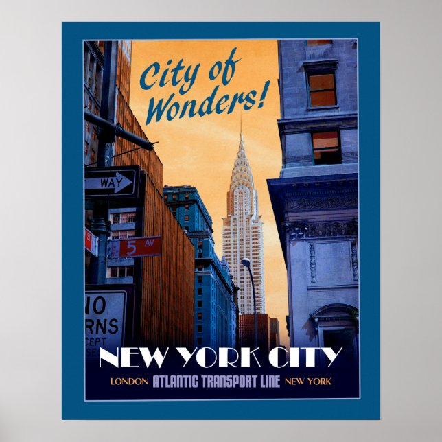 Poster de viagens Faux Vintage NYC (Frente)