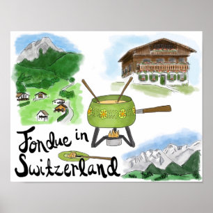 Poster de viagens: Fonte na Suiça