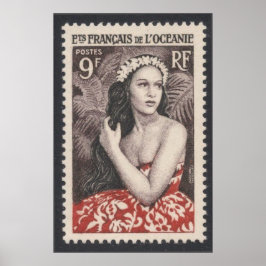 Poster de viagens Francês do Pacífico Sul Vintage