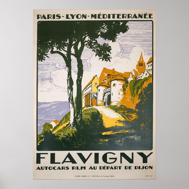 Poster de viagens francês Flavigny 1930 (Frente)