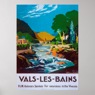 Poster de viagens francês Vintage 1930 Vals-les-Ba