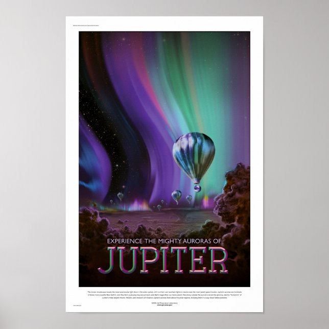 POSTER DE VIAGENS Futuro da NASA - Auroras de Júpi (Frente)