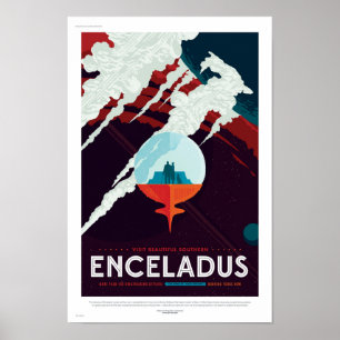 Poster de viagens futuro da NASA - lua Enceladus