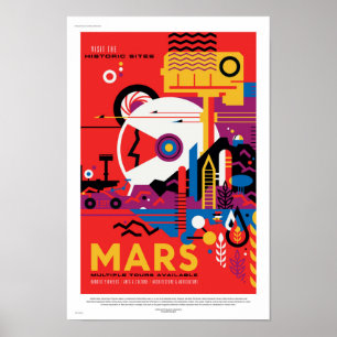 Poster de viagens futuro da NASA - planeta Marte