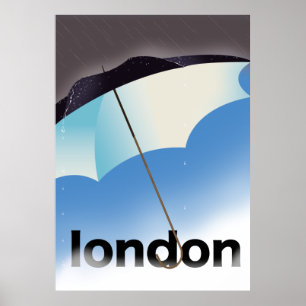 Poster de viagens guarda-chuva de Londres