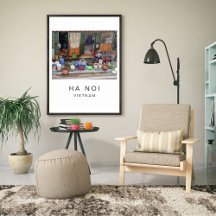 Poster de viagens, Ha Noi Vietnam, Personalizável