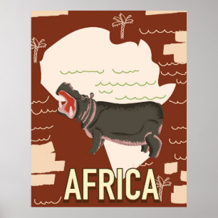 Poster de viagens hipopótamo africano