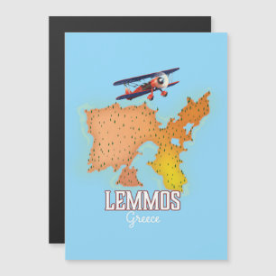 Poster de viagens ilustrado de Lemmos mapa grego