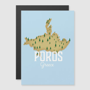 Poster de viagens ilustrado de Poros mapa grego