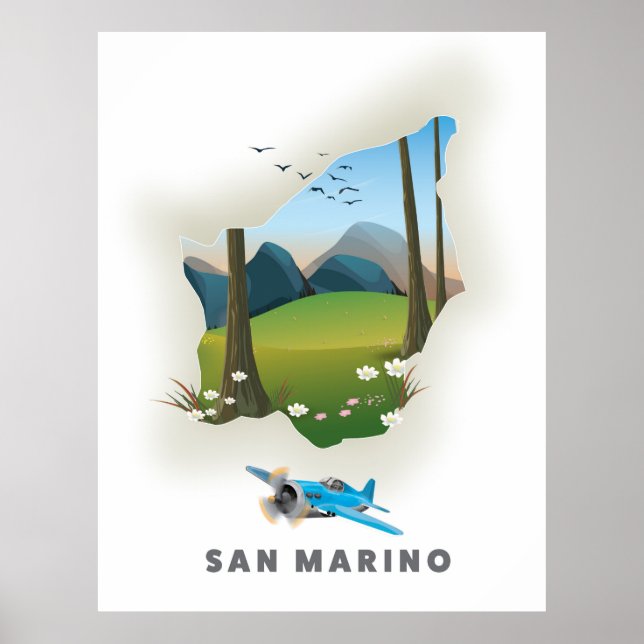 Poster de viagens Ilustrado de São Marino. (Frente)