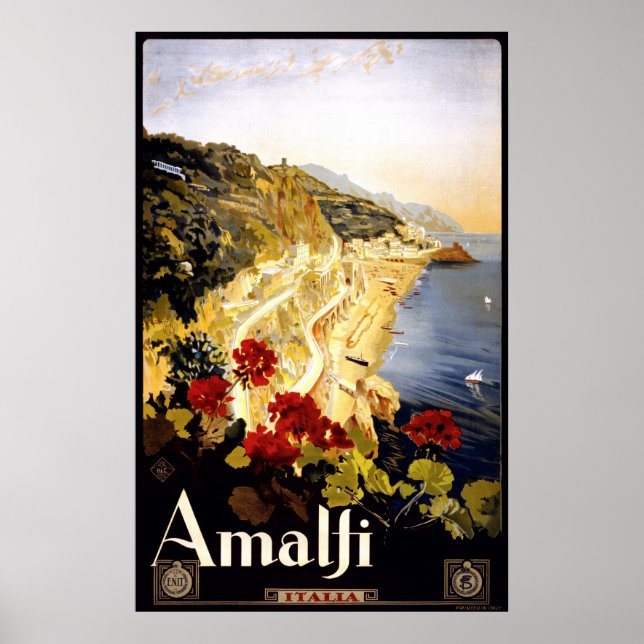 Poster de viagens italiano Amalfi 1910 - 1920 (Frente)