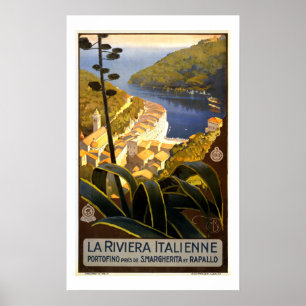 Poster de viagens italiano Riviera Portofino Vinta