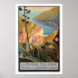 Poster de viagens italiano Riviera Vintage Portofi