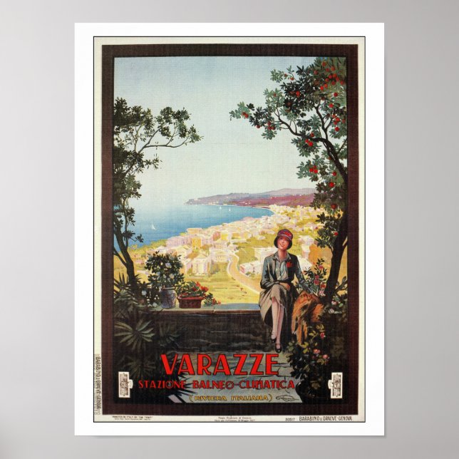 Poster de viagens italiano Vintage Jazz Age Varazz (Frente)