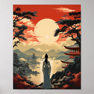 Poster de viagens japonês estilo Vintage