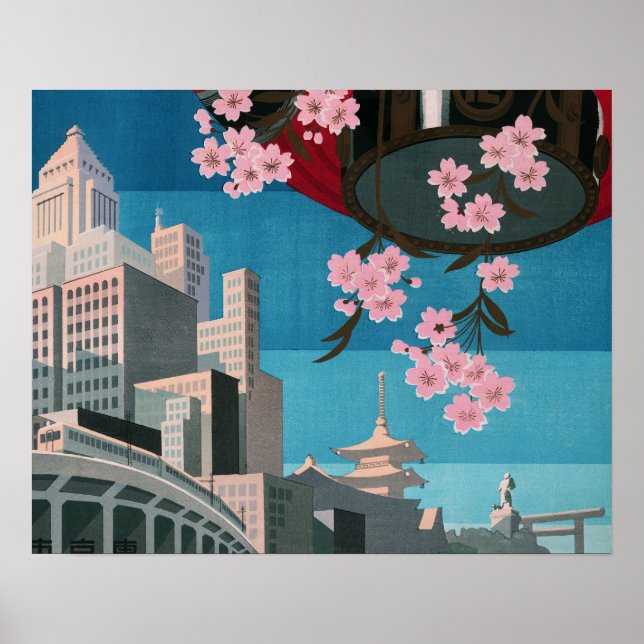 Poster de viagens Japonês Tokyo Vintage (Frente)