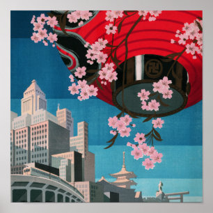 Poster de viagens Japonês Tokyo Vintage